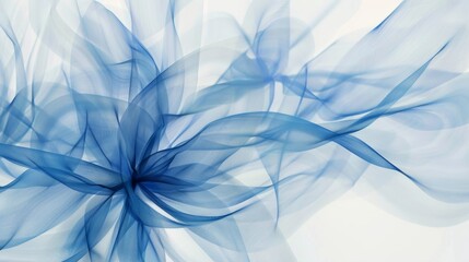 Wall Mural - Abstract blue waves background flowing in a white background