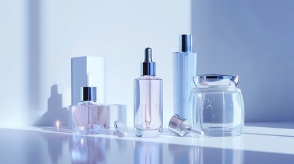 Poster - Transparent skin care products essence dropper utensils Scientific skin care : Generative AI