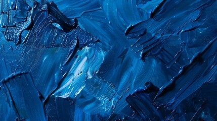 Aufkleber - Blue background with oil paint Beautiful close up brushstrokesDetail of artistic abstract oil painted background : Generative AI