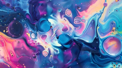 Aufkleber - Abstract paint color background Exoplanet cosmic sea pattern paint stains Marbleized effect Background with abstract swirling paint effect Liquid acrylic picture with flows and splashe : Generative AI