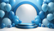 © fotoluigi868 - Blue 3D Podium Balloon Background Una piattaforma di prodotto con palloncini blu ideale per_1(12)