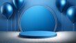© fotoluigi868 - Blue 3D Podium Balloon Background Una piattaforma di prodotto con palloncini blu ideale_1(15)