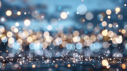 Poster - The image is a blurry, colorful, and sparkling background with many small dots. The dots are scattered all over the background, creating a sense of movement and energy. Scene is lively and dynamic