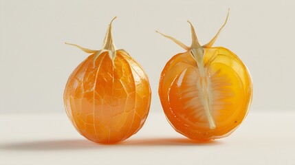 Poster - Cape gooseberry physalis with cut in half isolated on white background : Generative AI
