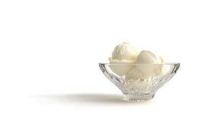 Poster - Glass dessert bowl with tasty vanilla ice cream isolated on white : Generative AI