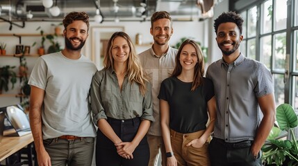 Poster - Successful Startup Team Posing in Innovative Office Environment