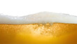 © stockpro - Close-up of golden beer froth with bubbles, isolated on a white or transparent background