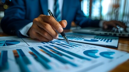 Poster - Businessperson Reviewing Successful Investment Portfolio with Growth Charts