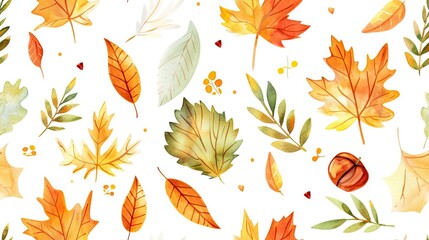 Wall Mural - A seamless pattern of autumn leaves