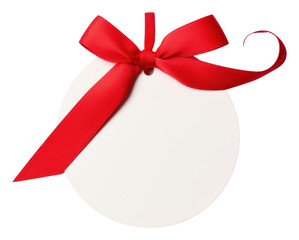 Canvas Print - PNG Price tag paper label circle shape with ribbon white red white background.