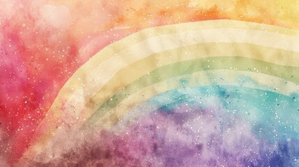 Poster - A watercolor-style rainbow with flowing, blended colors and a textured look, providing an artistic and whimsical background