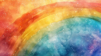 Poster - A watercolor-style rainbow with flowing, blended colors and a textured look, providing an artistic and whimsical background
