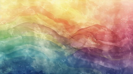 Poster - A watercolor-style rainbow with flowing, blended colors and a textured look, providing an artistic and whimsical background