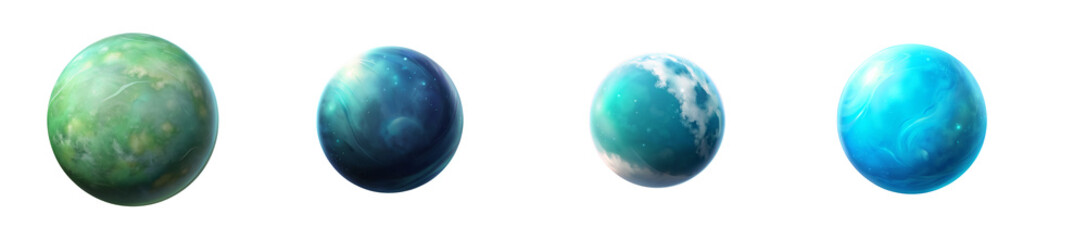 Wall Mural - Big Set of Fantasy Planets: Enchanted Solar System and Surreal Cosmic Art