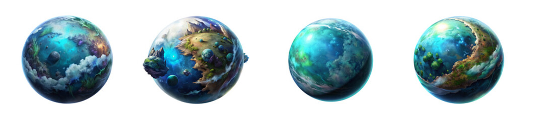 Wall Mural - Big Set of Fantasy Planets: Enchanted Solar System and Surreal Cosmic Art
