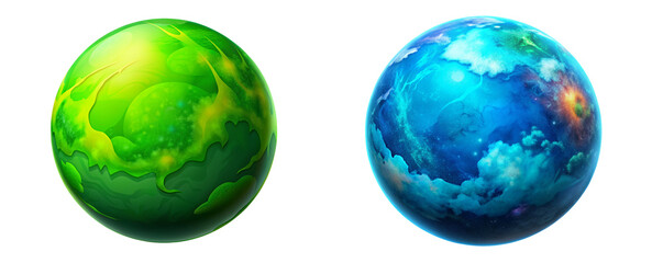 Wall Mural - Big Set of Fantasy Planets: Enchanted Solar System and Surreal Cosmic Art