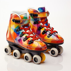 Watercolor Roller Skates, clipart Illustration, Generative Ai