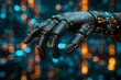 © Leo Rohmann - Robotic hand with orange lights and circuits in a high tech environment showcasing advanced technology and sleek design.