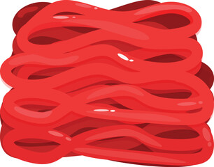 Wall Mural - Illustration of raw beef noodles forming delicious asian food dish ready to be cooked