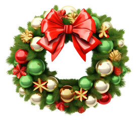 Poster - PNG Christmas wreath, 3d element, transparent background