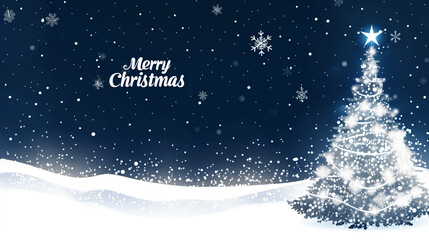 Christmas and Happy New Year background starry sky, snowflakes, text 