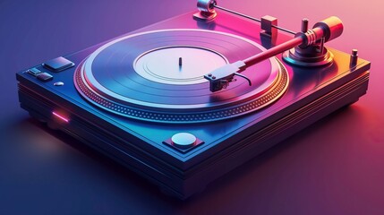 A stylish turntable on a vibrant surface, showcasing a modern design that blends classic and contemporary elements for music lovers.