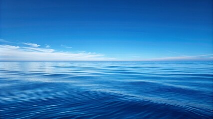 a wide view of the vast ocean, with clear blue skies and gentle waves in cartoon style.