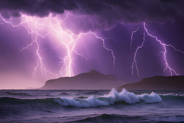 Canvas Print - lightning in the sea