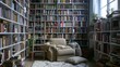 © Sana - A serene home library with wall-to-wall bookshelves