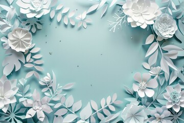 Wall Mural - Elegant Paper Cut Floral Background for Spring and Summer Designs