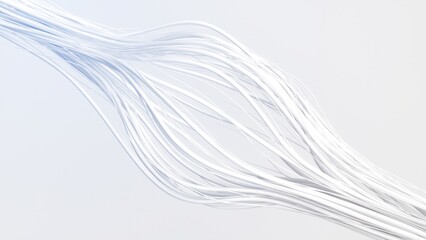 Wall Mural - Abstract 3d render of flowing white lines on a light background