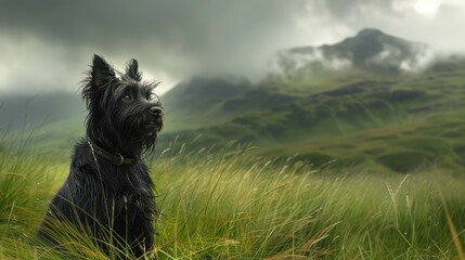 Wall Mural - dog on the meadow