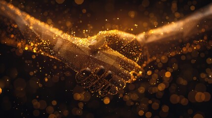 Wall Mural - Golden Handshake: A Symbol of Collaboration and Success