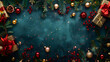 © Waqar - Christmas tree branches with garland lights on bokeh background. Merry christmas and new year holidays background. Christmas tree, Generative AI