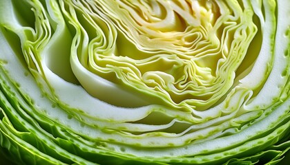 Wall Mural - close up of cabbage macro photo of a slice of cabbage