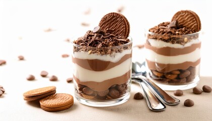 Wall Mural - chocolate parfait layered dessert with cookies and mousse