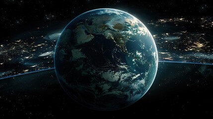 Poster -   A stunning view of Earth from space showcasing city lights