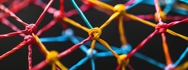 Network ropes with vibrant colors creating an intricate and dynamic design