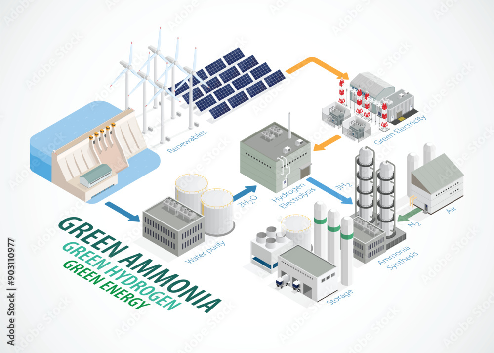 green hydrogen and ammonia 4 Stock Vector | Adobe Stock