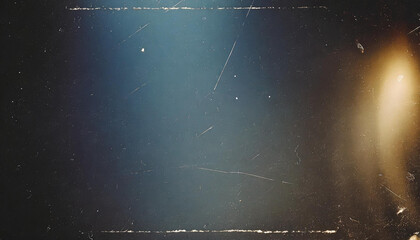 Wall Mural - Vintage Scratched Film Strip with Light Leaks and Dust Particles Creating a Nostalgic and Cinematic Effect in Dark Tones