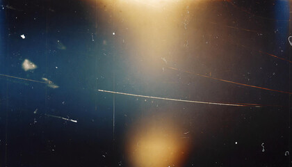 Wall Mural - Vintage Scratched Film Strip with Light Leaks and Dust Particles Creating a Nostalgic and Cinematic Effect in Dark Tones