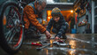 © Ksenia Pestereva - Father and son working together in an outdoor setting, showcasing an engaging atmosphere of teamwork and connection.