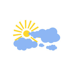 partly cloudy, sun and clouds cute hand drawn doodle minimalist vector illustration, simple symbol t
