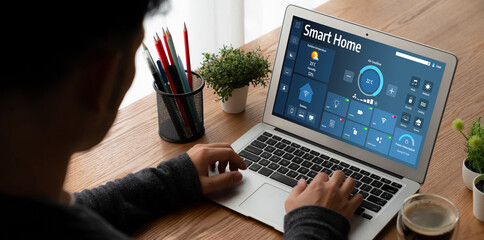 Poster - smart home technology, centric remote control system with digital dashboard for air conditioning, sa