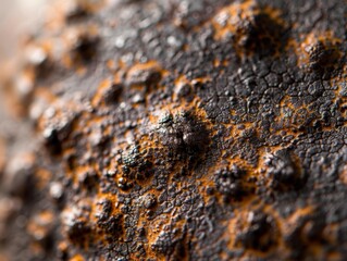 Wall Mural - Close-up of a textured surface with orange and brown colors. AI.