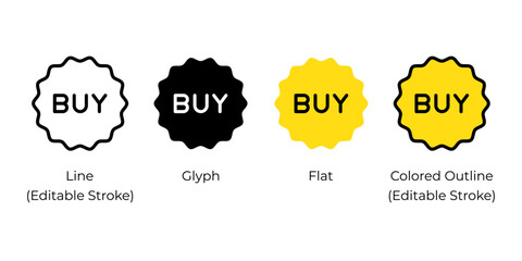 Poster - buy tag, badge, sticker, purchase item label vector icon set for website design, app, ui, isolated o
