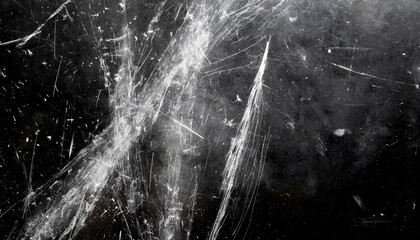 Poster - Abstract Background Featuring Intricate White Scratches and Splatter Patterns on a Dark, Grunge Textured Surface