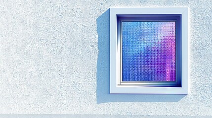 Wall Mural -   A blue-pink window frame sits within a red-blue window pane