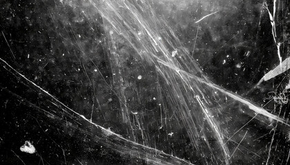Aufkleber - Abstract Background Featuring Intricate White Scratches and Splatter Patterns on a Dark, Grunge Textured Surface