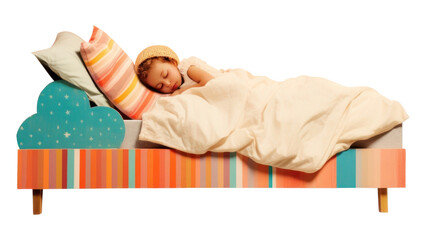 Sticker - PNG Kid sleeping furniture blanket baby.